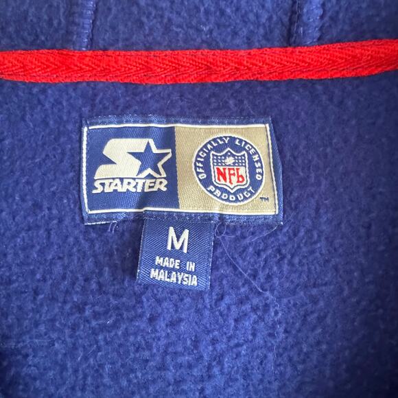Vintage Starter New England Patriots Hooded Fleece Royal Blue Sweatshirt Medium - Picture 3 of 7